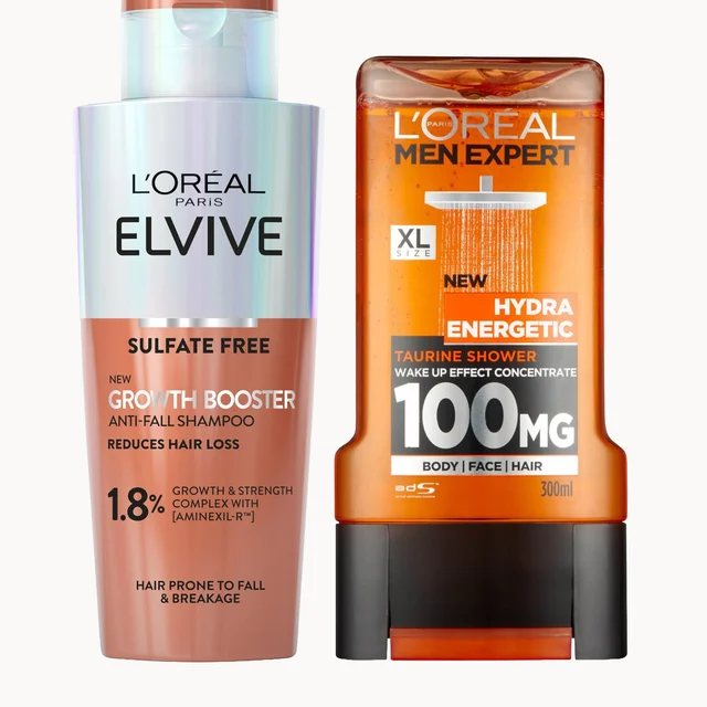 L'Oréal Paris Men Growth Booster Shampoo and Hydra Energetic Shower Gel