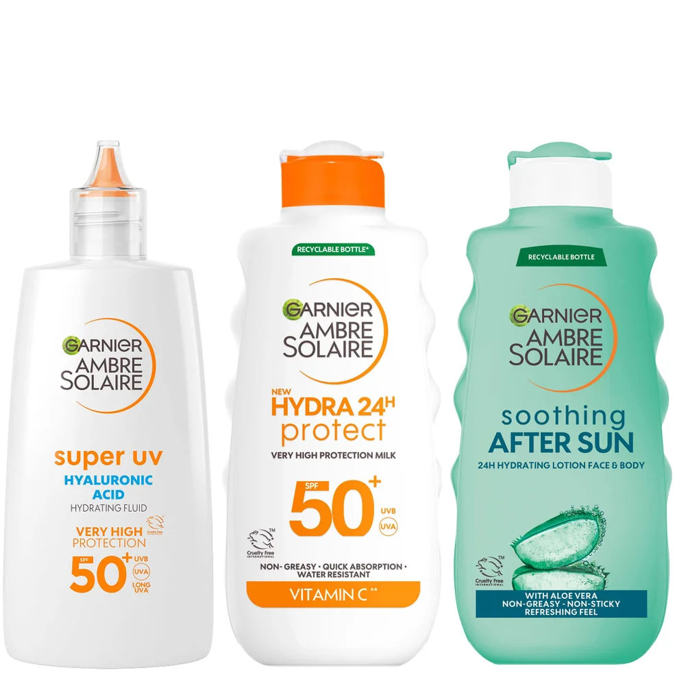 Garnier Ambre Solaire SPF50+ Suncream Face, Body & Aftersun Bundle Image 1