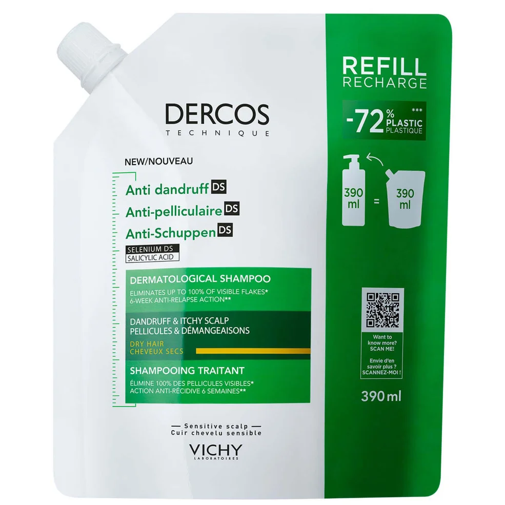 Vichy Dercos Anti-Dandruff Dermatological Shampoo for Dry Hair Refill 390ml Image 1