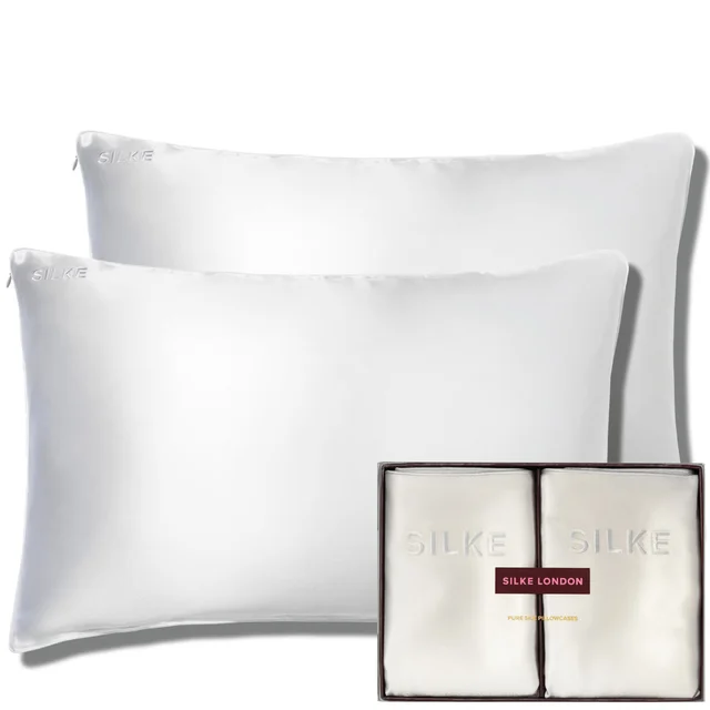 SILKE Silk Pillowcase Duo - Queen - White (Worth £170)