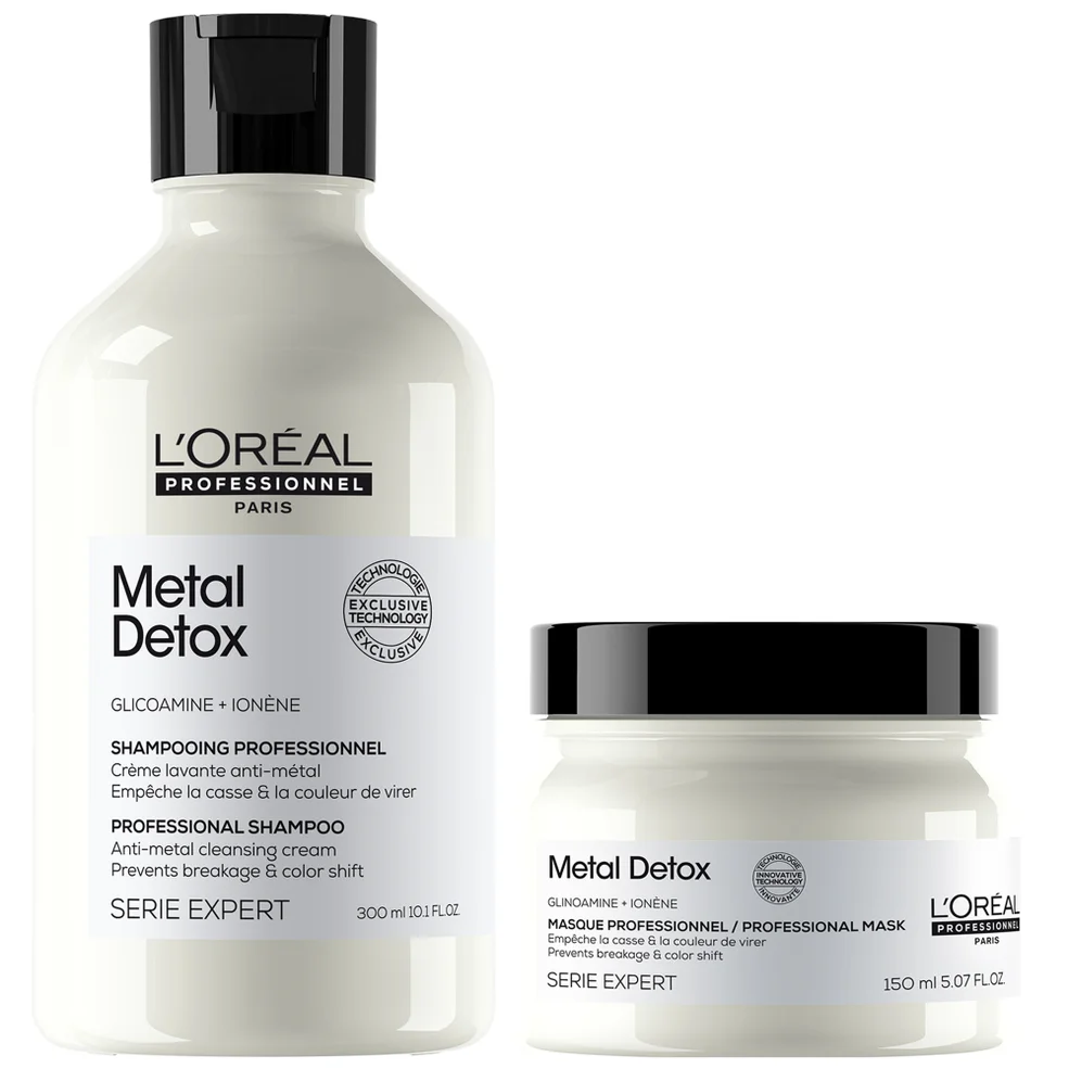 L'Oréal Professionnel Metal Detox Clarifying Shampoo 300ml & Hair Mask 150ml, Prevent Breakage & Colour Fade from Hard Water Image 1