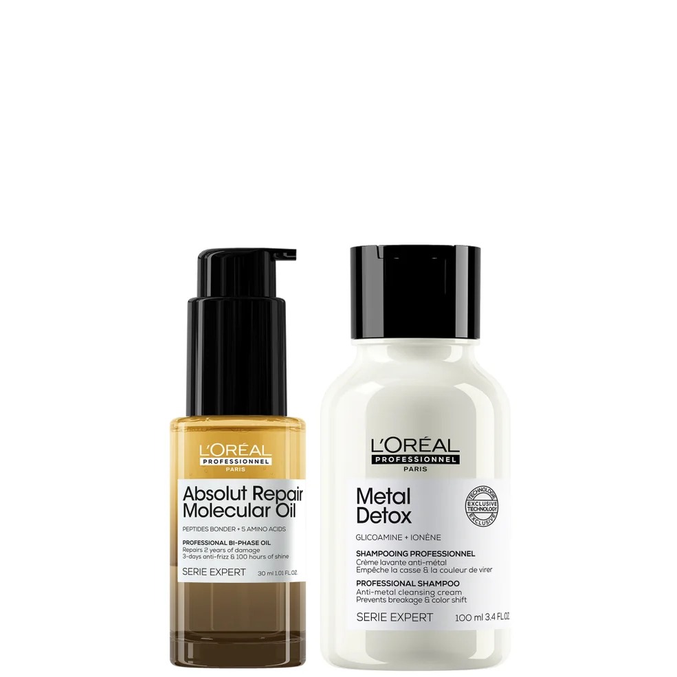 L'Oréal Professionnel Mini Protect & Repair Set: Metal Detox Clarifying Shampoo 100ml & Absolut Repair Molecular Hair Oil Image 1