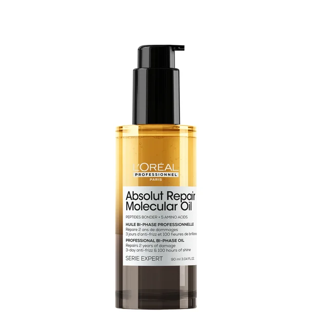 L'Oréal Professionnel Absolut Repair Molecular Bi-Phase Hair Oil for Damaged Hair 90ml, High Shine & Molecular Repair