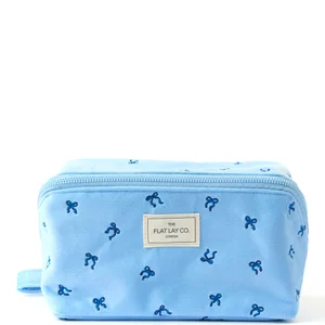 The Flat Lay Co. Flat Lay Makeup Box Bag - Ditsy Bows Blue Embroidered Velvet - undefined undefined