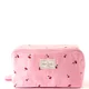 The Flat Lay Co. Flat Lay Makeup Box Bag - Ditsy Cherries Pink Embroidered Velvet