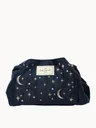 The Flat Lay Co. Drawstring Flat Lay Makeup Bag - Celestial Blue Embroidered Velvet
