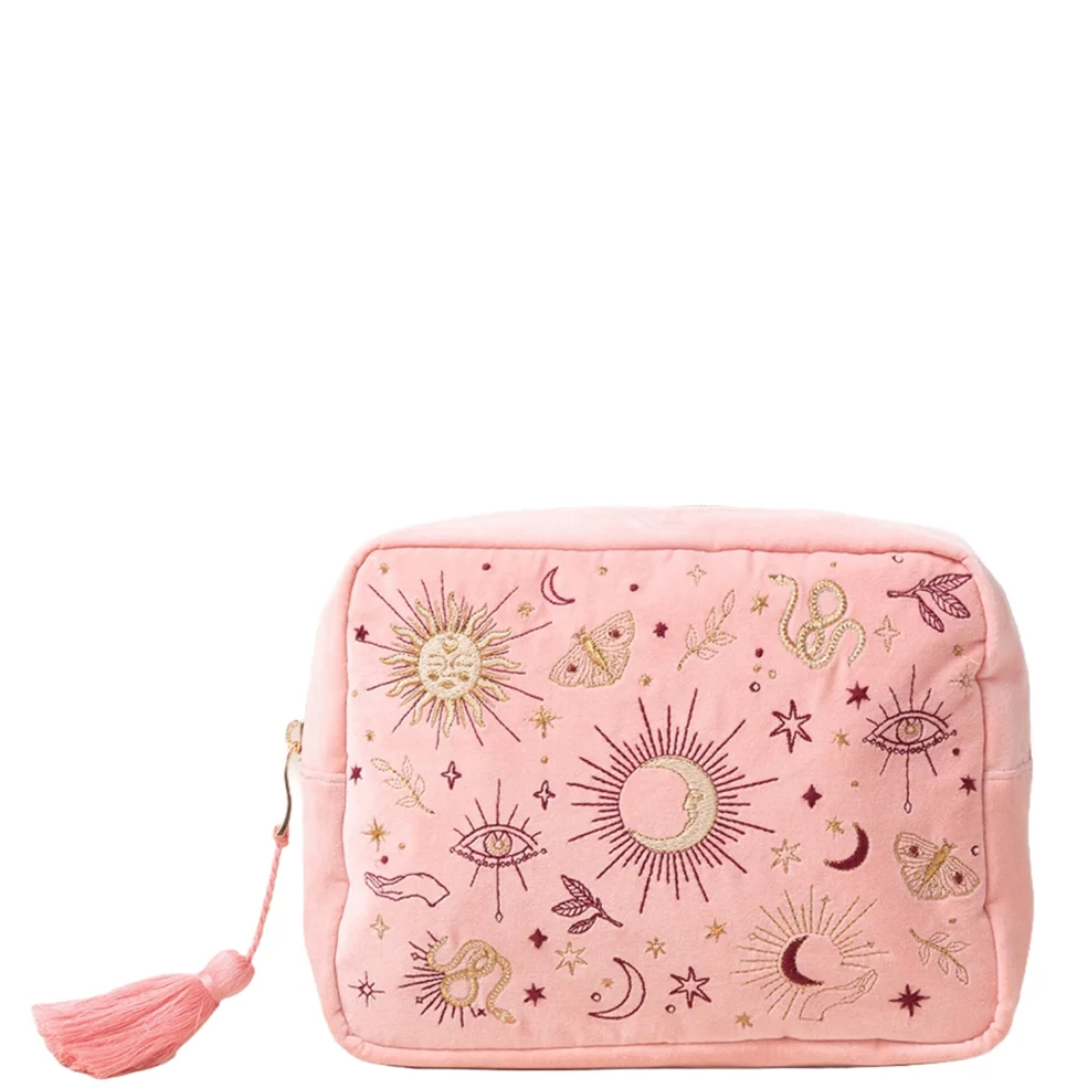 Elizabeth Scarlett Boho Mysticism Blush Pink Velvet Wash Bag Image 1
