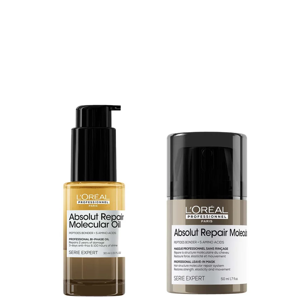 L'Oréal Professionnel Absolut Repair Molecular Leave-in Hair Mask Travel Size 50ml & Bi-phase Hair Oil for Damaged Hair 30ml Image 1