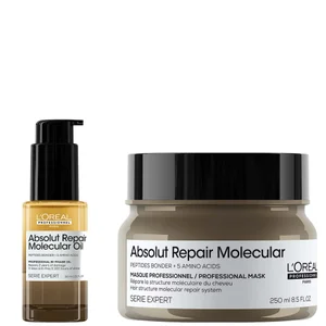 L'Oréal Professionnel Absolut Repair Molecular Rinse-off Hair Mask 250ml & Bi-Phase Hair Oil for Damaged Hair 30ml - undefined undefined