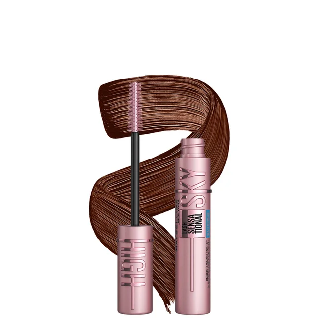Maybelline Brown Mascara, Lash Sensational Sky High Volumizing & Thickening, Eyelash Lengthening, Brown