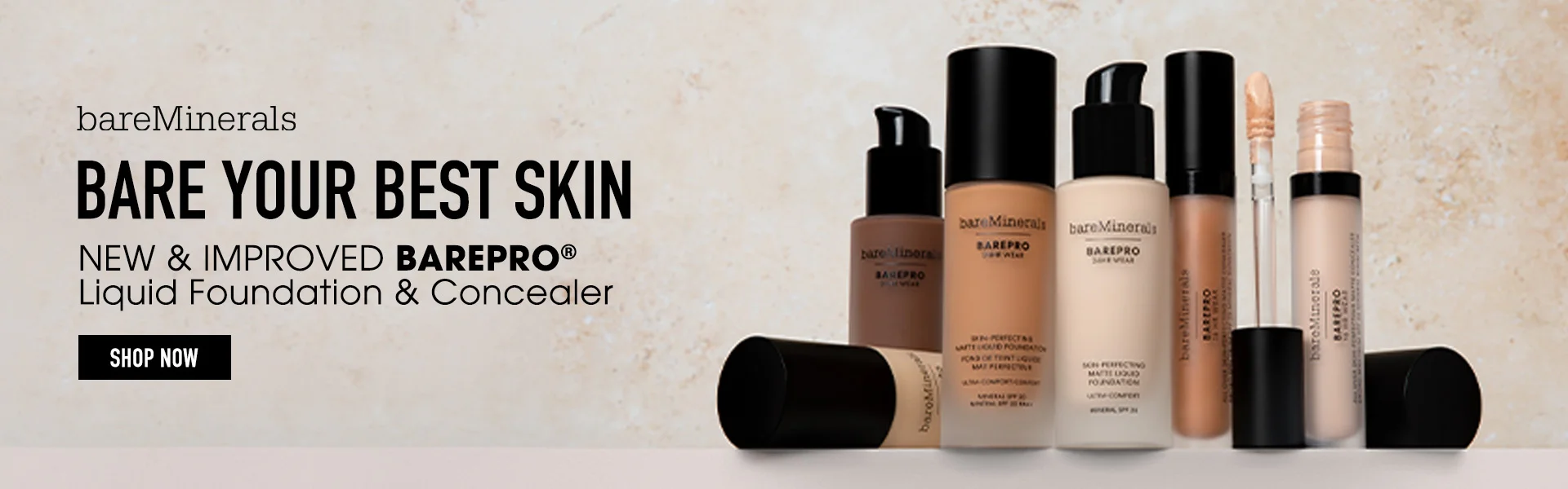BAREMINERALS BARE PRO FOUNDATION AND CONCEALER TOP BANNER