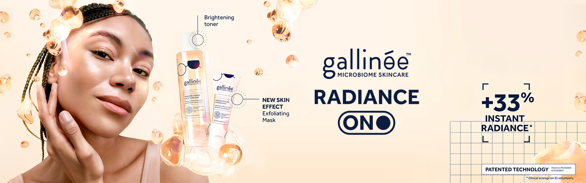 Gallinee radiance on top banner